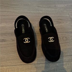 CHANEL BLACK SUEDE SLINGBACK LOAFERS - WORN ONCE SIZE 39.5